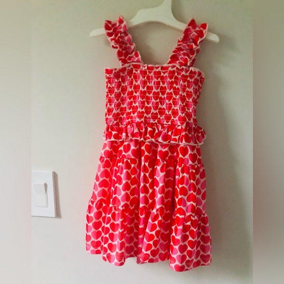 Truly Me Red Heart Print Smocked Ruffled Sundress.Size 2T - Picture 3 of 6